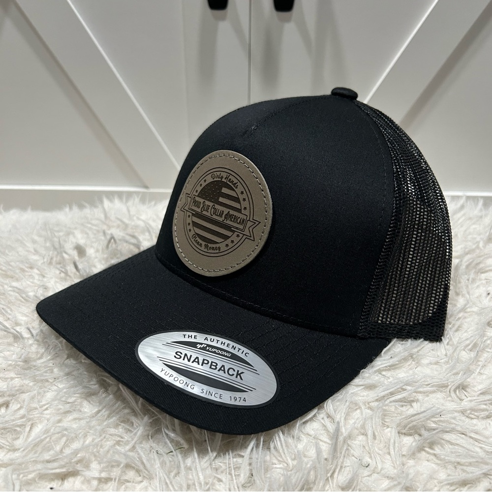 Trucker SnapBack Hat. Proud Blue collar American.